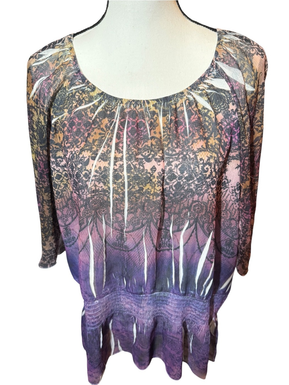 Style & Co. Purple Ombre Lace-Print Scoop Neck Tunic, size XL - Picture 8 of 8